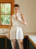 Load image into Gallery viewer, Kensington | All Court Pleated Dress with Front Zipper Cutout - White