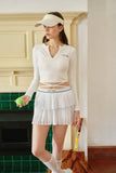 Load image into Gallery viewer, Wimbledon | Long Sleeve V-neck Cropped Top - White