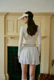 Load image into Gallery viewer, Cheltenham | Double-Layer Mesh Pleated Tennis Skirt with Crisscross Waist Straps – White
