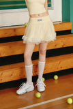 Load image into Gallery viewer, Hampstead | High-Waisted Mesh Tennis Skirt with Built-in Shorts – Cream Lemon